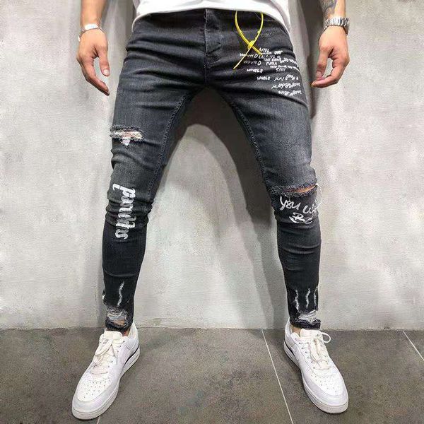 Fashion Jeans Autumn Men' Stretch Hole English Print Grey Leggings, Picture color
Fashion Jeans Autumn Men' Stretch Hole English Print Grey Leggings, Picture color
