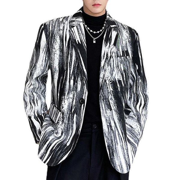 men's suits & blazers men print loose casual suit blazer coat streetwear fashion business office dress jacket, White;black
men's suits & blazers men print loose casual suit blazer coat streetwear fashion business office dress jacket, White;black