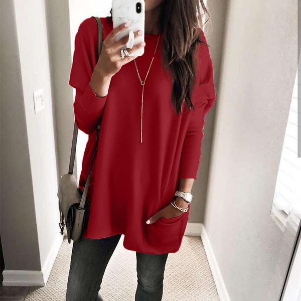 women's t-shirt long women autumn winter casual loose solid pullover round neck full bating sleeve pockets tee 2xl sj3547c, White
women's t-shirt long women autumn winter casual loose solid pullover round neck full bating sleeve pockets tee 2xl sj3547c, White