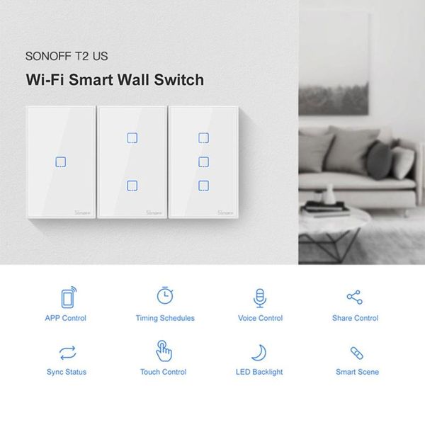 smart home control sonoff t2us tx wifi wall light switch timer 1/2/3 gang support voice/app/touch works with alexa google ifttt
smart home control sonoff t2us tx wifi wall light switch timer 1/2/3 gang support voice/app/touch works with alexa google ifttt
