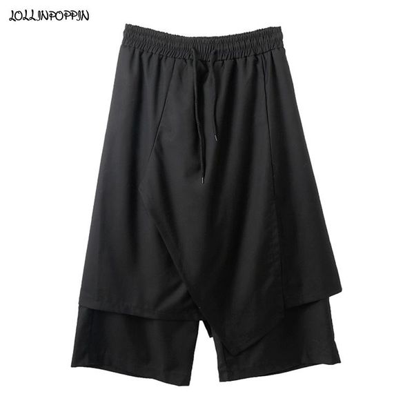 punk japan style men calf length loose pants elastic waist front slit mens layered trousers asymmetric design man pantskirt men's, Black
punk japan style men calf length loose pants elastic waist front slit mens layered trousers asymmetric design man pantskirt men's, Black