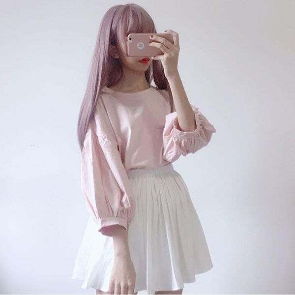 women's t-shirt loose long sleeve t-shirts spring autumn japanese sweet style clothing o-neck fashion brand ladies solid tees, White
women's t-shirt loose long sleeve t-shirts spring autumn japanese sweet style clothing o-neck fashion brand ladies solid tees, White