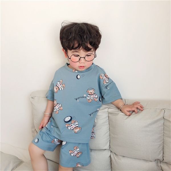 children's pajamas short sleeve cotton material summer thin section men and women children half-sleeved home clothing suit baby air, Blue;red
children's pajamas short sleeve cotton material summer thin section men and women children half-sleeved home clothing suit baby air, Blue;red