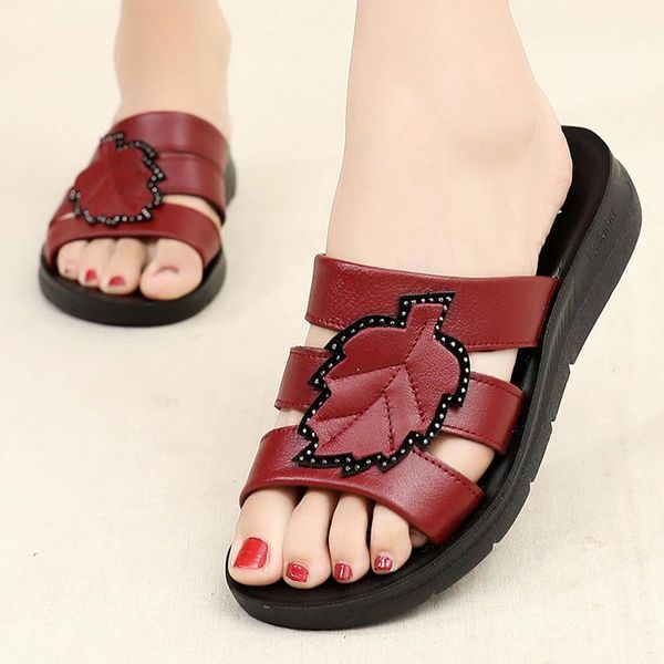slippers women's summer shoes genuine leather women platform wedges footwear flat sandals mother beach plus size, Black
slippers women's summer shoes genuine leather women platform wedges footwear flat sandals mother beach plus size, Black