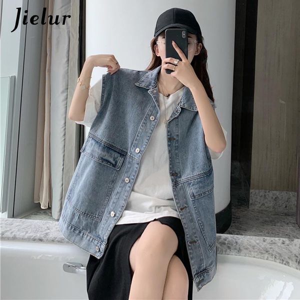 women's vests autumn winter denim vest women mid-length large pockets loose bf sleeveless jacket turn-down collar coat blue gray, Black;white
women's vests autumn winter denim vest women mid-length large pockets loose bf sleeveless jacket turn-down collar coat blue gray, Black;white