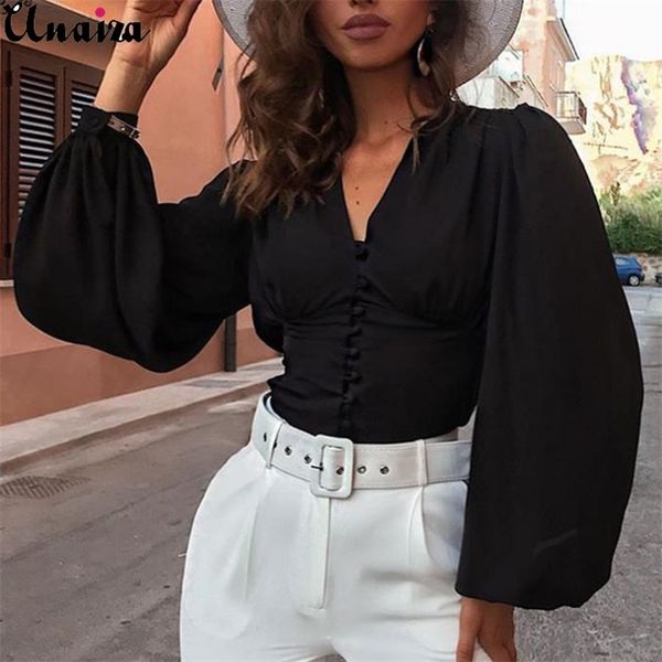 unaiza female shirt single-breasted lantern sleeve waist solid color deep v women's casual fashion elegant 210522, White
unaiza female shirt single-breasted lantern sleeve waist solid color deep v women's casual fashion elegant 210522, White