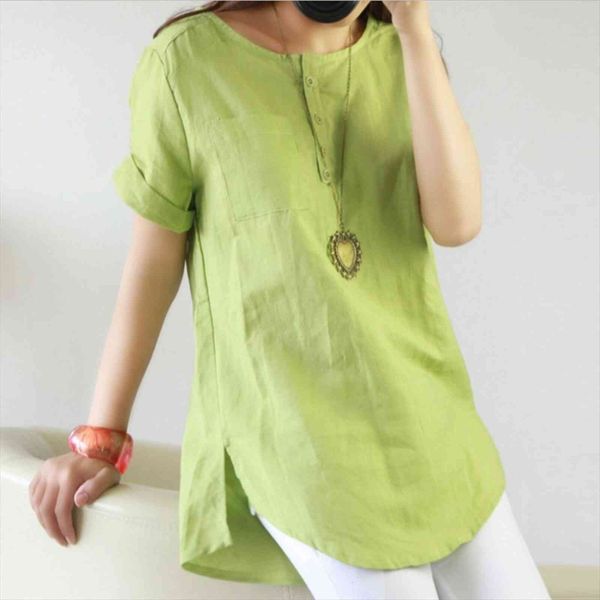 big size dresses summer cotton women blouses linen up long tunic loose short sleeve solid color, White
big size dresses summer cotton women blouses linen up long tunic loose short sleeve solid color, White