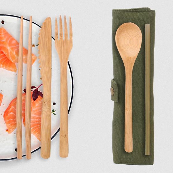 chopsticks 6pcs/set gift bamboo wooden cutlery dinner set with cloth pack portable tableware friendly travel dinnerware suit 
chopsticks 6pcs/set gift bamboo wooden cutlery dinner set with cloth pack portable tableware friendly travel dinnerware suit