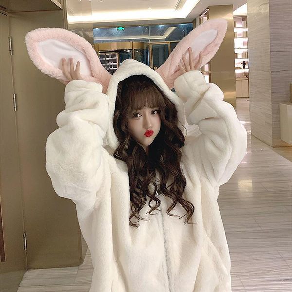 zhongchang student ear warm loose coat women's hooded plush thickened jackets, Black;brown
zhongchang student ear warm loose coat women's hooded plush thickened jackets, Black;brown
