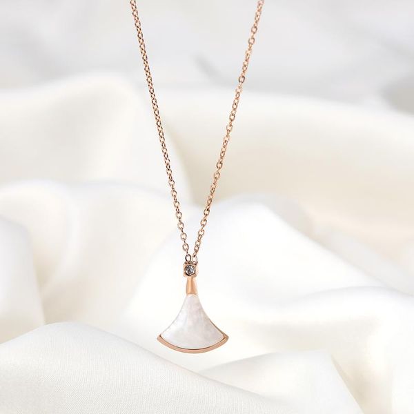 pendant necklaces sweet elegant white shell fan shape women necklace female rose gold color stainless steel neck chain jewelry femme gift, Silver
pendant necklaces sweet elegant white shell fan shape women necklace female rose gold color stainless steel neck chain jewelry femme gift, Silver
