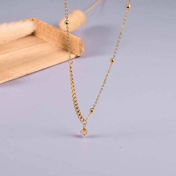 l159 self made claw drill zircon chain small bead golden bean necklace clavicle women's short titanium steel plated with, Silver
l159 self made claw drill zircon chain small bead golden bean necklace clavicle women's short titanium steel plated with, Silver