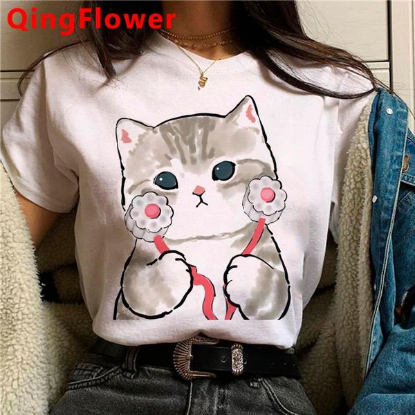 women's t-shirt kawaii cat tees female harajuku couple clothes japanese tshirt streetwear, White
women's t-shirt kawaii cat tees female harajuku couple clothes japanese tshirt streetwear, White
