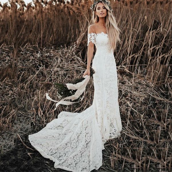 2021 off the shoulder short sleeves lace backless mermaid wedding dress bridal gowns vestido de noiva, White
2021 off the shoulder short sleeves lace backless mermaid wedding dress bridal gowns vestido de noiva, White
