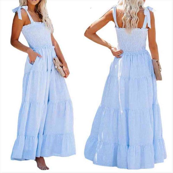women sleeveless maxi dress adults summer tie-up striped loose ruffles boat neck dresses, Black;gray
women sleeveless maxi dress adults summer tie-up striped loose ruffles boat neck dresses, Black;gray