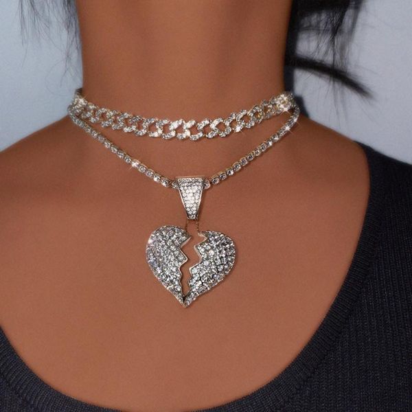 chains caraquet punk hip hop heartbreak tennis chain pendant necklaces for women charm shine cuba crystal choker necklace jewelry, Silver
chains caraquet punk hip hop heartbreak tennis chain pendant necklaces for women charm shine cuba crystal choker necklace jewelry, Silver