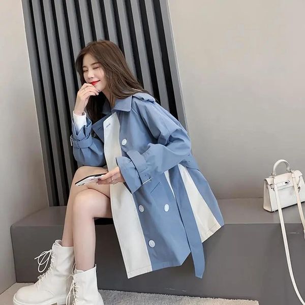 women's trench coats womens windbreakers korean spring autumn casual loose jacket long double breasted pocket with belt outwear splice, Tan;black
women's trench coats womens windbreakers korean spring autumn casual loose jacket long double breasted pocket with belt outwear splice, Tan;black