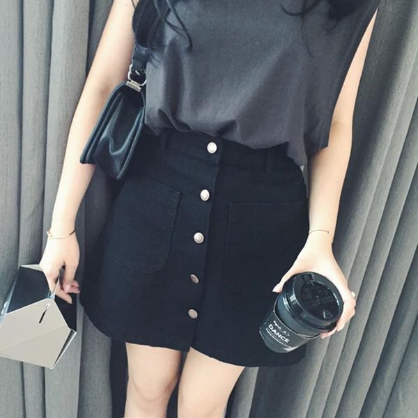 mini jeans denim womens skirts high waist metal button pencil summer girls a line korean harajuku streetwear, Black
mini jeans denim womens skirts high waist metal button pencil summer girls a line korean harajuku streetwear, Black