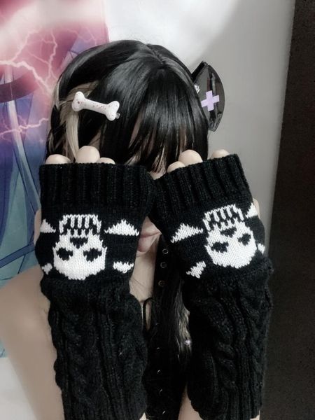 five fingers gloves ruibbit gothic harajuku punk style black skull half finger long glove women knit length sleeve fingerless streetwear, Blue;gray
five fingers gloves ruibbit gothic harajuku punk style black skull half finger long glove women knit length sleeve fingerless streetwear, Blue;gray
