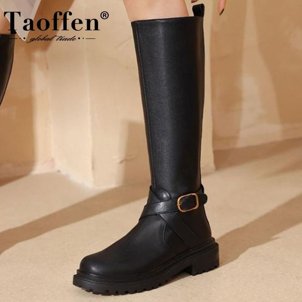 boots taoffen 2022 real leather knee high shoes for women low heel buckle fashion female cool ladies footwear size 34-40, Black
boots taoffen 2022 real leather knee high shoes for women low heel buckle fashion female cool ladies footwear size 34-40, Black