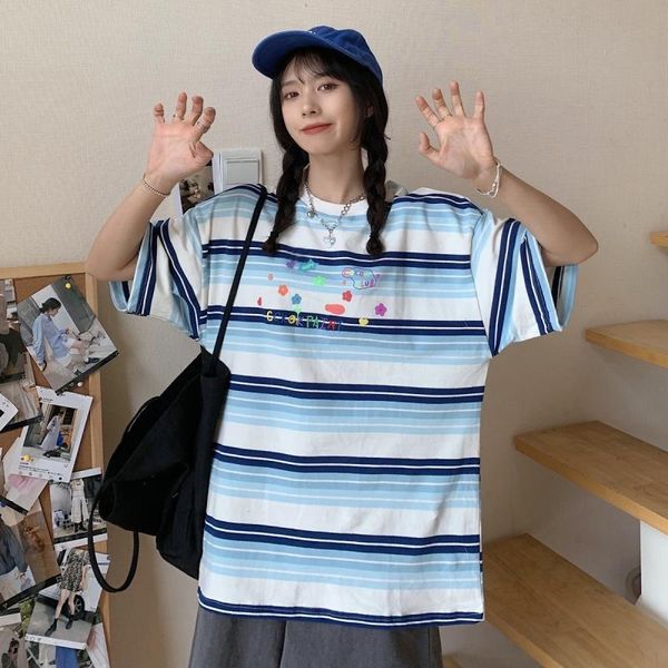 women's t-shirt harajuku letter embroidery tees summer cotton kawaii women t-shirts oversized rainbow stripes short-sleeved t shirt cas, White
women's t-shirt harajuku letter embroidery tees summer cotton kawaii women t-shirts oversized rainbow stripes short-sleeved t shirt cas, White