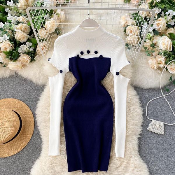 women patchwork knit bodycon mini dress stand collar hollow out long sleeve buttons slim elastic party clubwear casual dresses, Black;gray
women patchwork knit bodycon mini dress stand collar hollow out long sleeve buttons slim elastic party clubwear casual dresses, Black;gray