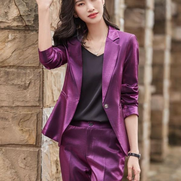 women's two piece pants korean office suit skirt autumn and winter elegant long sleeve loose jacket purple, White
women's two piece pants korean office suit skirt autumn and winter elegant long sleeve loose jacket purple, White