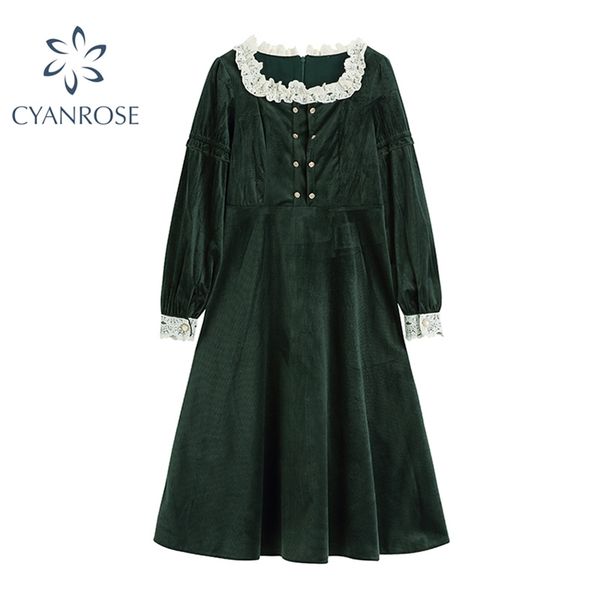 women's vintage green dress ruffle spliced square collar retro mori girl french dresses elegant korean vestidos mujer 210430, Black;gray
women's vintage green dress ruffle spliced square collar retro mori girl french dresses elegant korean vestidos mujer 210430, Black;gray
