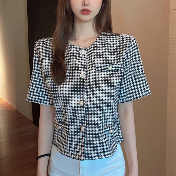 women's jackets vetement femme 2021 summer houndstooth casual single-breasted short sleeve jacket coat women french vintage crop t, Black;brown
women's jackets vetement femme 2021 summer houndstooth casual single-breasted short sleeve jacket coat women french vintage crop t, Black;brown