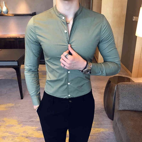 new men's fashion boutique cotton solid color collar casual business long-sleeved male slim high-end leisure shirts 200925, White;black
new men's fashion boutique cotton solid color collar casual business long-sleeved male slim high-end leisure shirts 200925, White;black