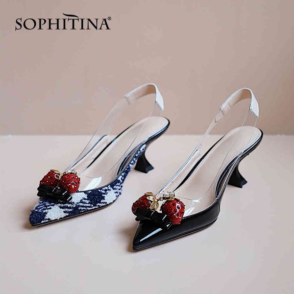 sophitina women's slingbacks sandals elegant closed pointed toe mid heel cute strawberry lattice clear strap slip on shoes po655 210513, Black
sophitina women's slingbacks sandals elegant closed pointed toe mid heel cute strawberry lattice clear strap slip on shoes po655 210513, Black