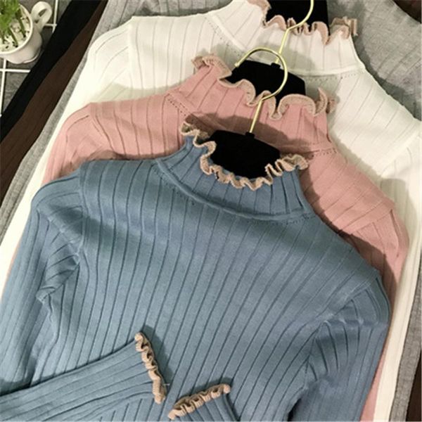 women's sweaters 2021 autumn and winter women half turtleneck ruched sweater long sleeve slim knit pullover femme, White;black 
women's sweaters 2021 autumn and winter women half turtleneck ruched sweater long sleeve slim knit pullover femme, White;black