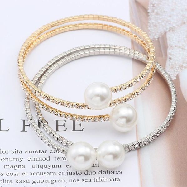 link, chain 2021 fashion women bracelet spiral inlaid rhinestone white bead alloy material gold optional accessories gift, Black
link, chain 2021 fashion women bracelet spiral inlaid rhinestone white bead alloy material gold optional accessories gift, Black