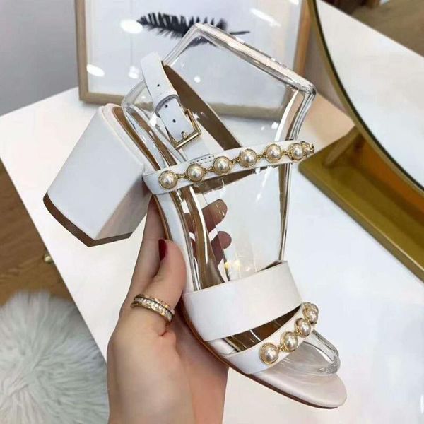 pearls stud women sandals genuine leather square heel wedding party shoes peep toe ankle buckle plus size sandalias, Black
pearls stud women sandals genuine leather square heel wedding party shoes peep toe ankle buckle plus size sandalias, Black