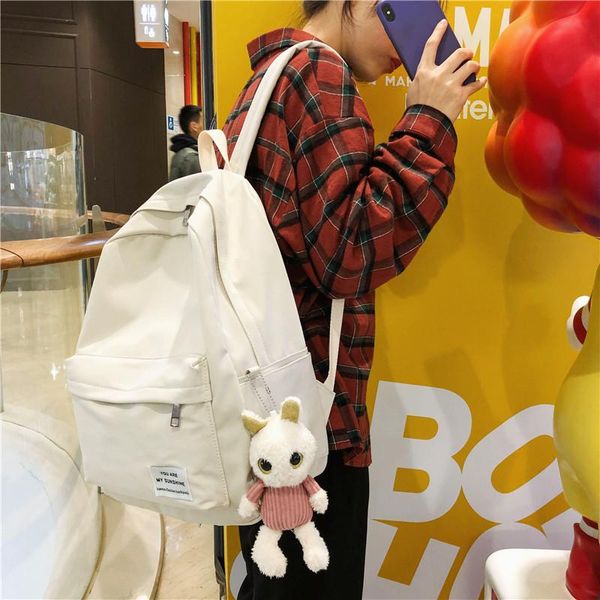 spring products korean-style style solid color shoulder school bag cloth label outdoor students men and women backpack bags 
spring products korean-style style solid color shoulder school bag cloth label outdoor students men and women backpack bags