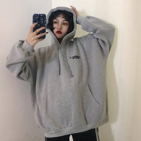 women korean hoodies vintage solid color long sleeve oversized hooded sweatshirt lady casual large pullovers with pockets women's & swe, Black
women korean hoodies vintage solid color long sleeve oversized hooded sweatshirt lady casual large pullovers with pockets women's & swe, Black