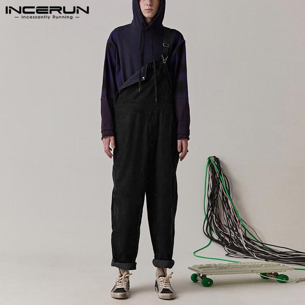 spring men corduroy jumpsuits solid color bib pants pockets streetwear casual rompers vintage suspenders overalls men's, Black 
spring men corduroy jumpsuits solid color bib pants pockets streetwear casual rompers vintage suspenders overalls men's, Black