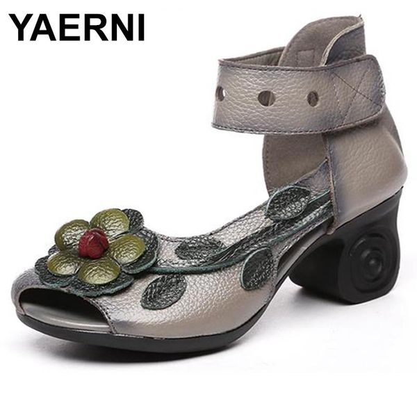 women's sandals fashion fish head vintage genuine leather ladies shoes high heels women flower e510, Black
women's sandals fashion fish head vintage genuine leather ladies shoes high heels women flower e510, Black