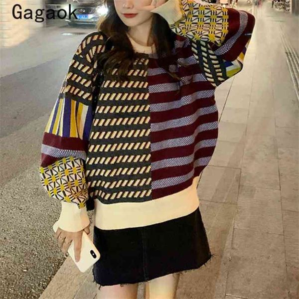 sweater women streetwear fashion spring autumn o-neck knitted striped sweaters loose casual outwear pullovers 210531, White;black
sweater women streetwear fashion spring autumn o-neck knitted striped sweaters loose casual outwear pullovers 210531, White;black