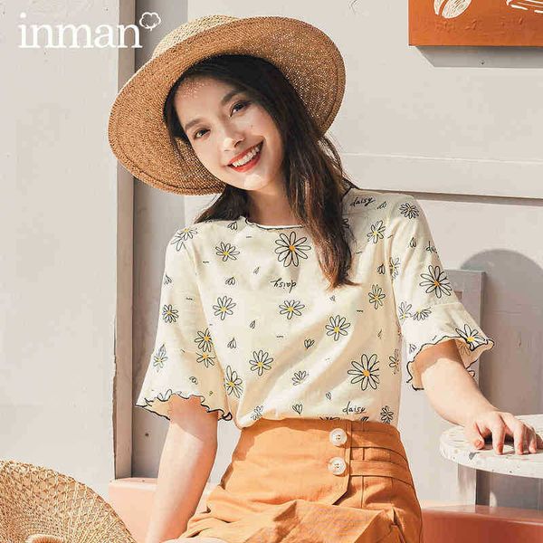 women's t-shirt t shirts summer short 100% cotton trumpet sleeve daisy print pattern t-shirt 1xj4, White
women's t-shirt t shirts summer short 100% cotton trumpet sleeve daisy print pattern t-shirt 1xj4, White