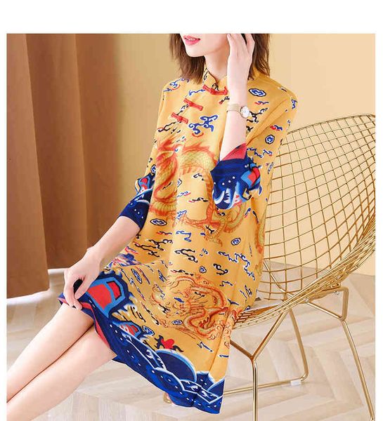 knits miyake 7 minutes of sleeve stand collar chinese style printing fold long t-shirt, White
knits miyake 7 minutes of sleeve stand collar chinese style printing fold long t-shirt, White