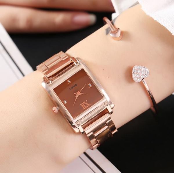 wristwatches women stainless steel square roma dimond watch luxury ladies quartz gift clock relogio feminino, Slivery;brown
wristwatches women stainless steel square roma dimond watch luxury ladies quartz gift clock relogio feminino, Slivery;brown