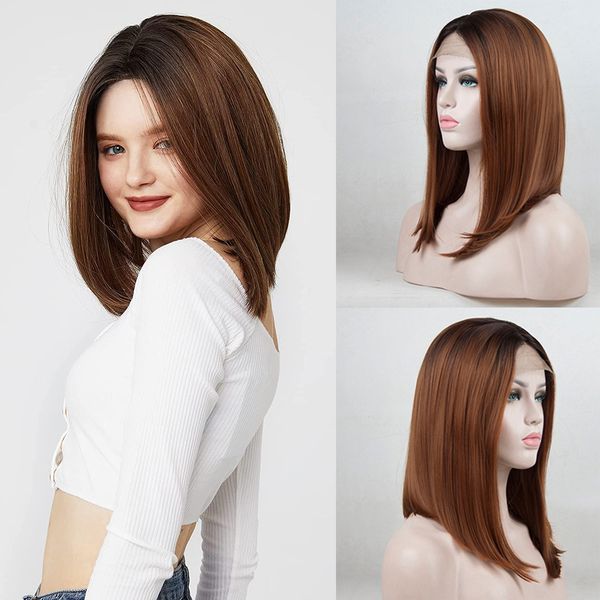 costume accessories glueless ombre brown 180% density straight short bob natural black lace front synthetic wig for women with baby hair pre, Silver
costume accessories glueless ombre brown 180% density straight short bob natural black lace front synthetic wig for women with baby hair pre, Silver