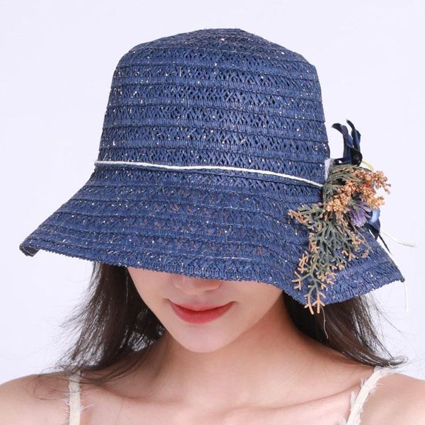 wide brim hats fashion solid flower summer womens straw casual uv protection ladies sun beach caps, Blue;gray
wide brim hats fashion solid flower summer womens straw casual uv protection ladies sun beach caps, Blue;gray