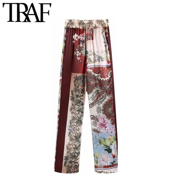 traf women chic fashion patchwork print straight pants vintage high elastic waist side pockets female trousers mujer 210915, Black;white
traf women chic fashion patchwork print straight pants vintage high elastic waist side pockets female trousers mujer 210915, Black;white