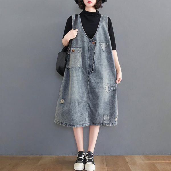 casual dresses high street fashion vintage denim for women sleeveless sundress loose jeans dress spaghetti strap vestidos, Black;gray
casual dresses high street fashion vintage denim for women sleeveless sundress loose jeans dress spaghetti strap vestidos, Black;gray