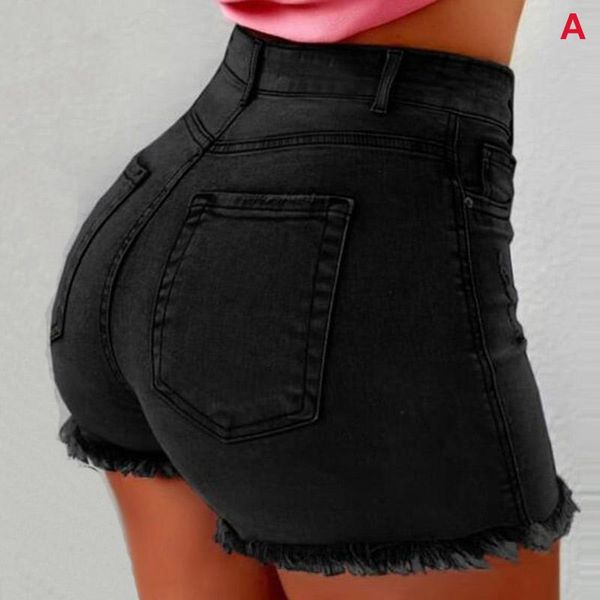 women's shorts women short jeans high waist tassel hem holes for summer aic88, White;black
women's shorts women short jeans high waist tassel hem holes for summer aic88, White;black
