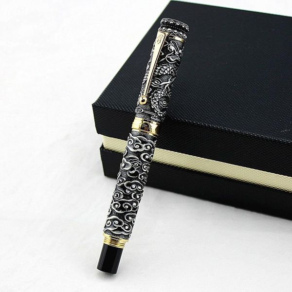antique silver and black dragon pen 18kgp fine nib fountain business office gift " taiji on pens
antique silver and black dragon pen 18kgp fine nib fountain business office gift " taiji on pens