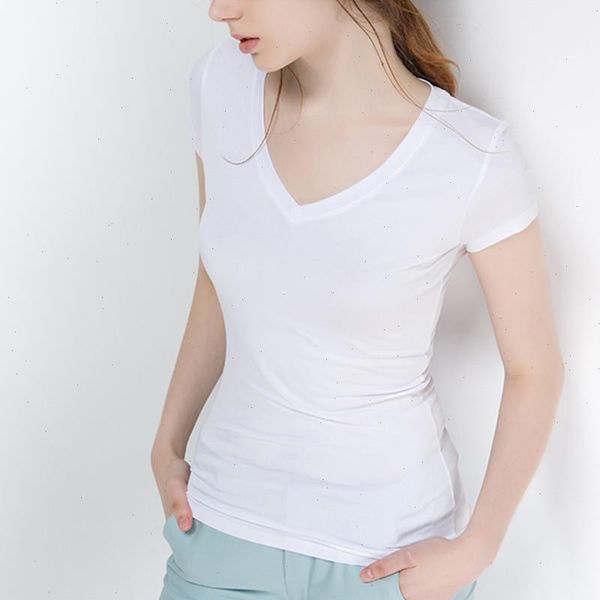 s-5xl womens cotton t-shirt summer casual elasticity short-sleeve v-neck slim bottom girls tees female, White
s-5xl womens cotton t-shirt summer casual elasticity short-sleeve v-neck slim bottom girls tees female, White