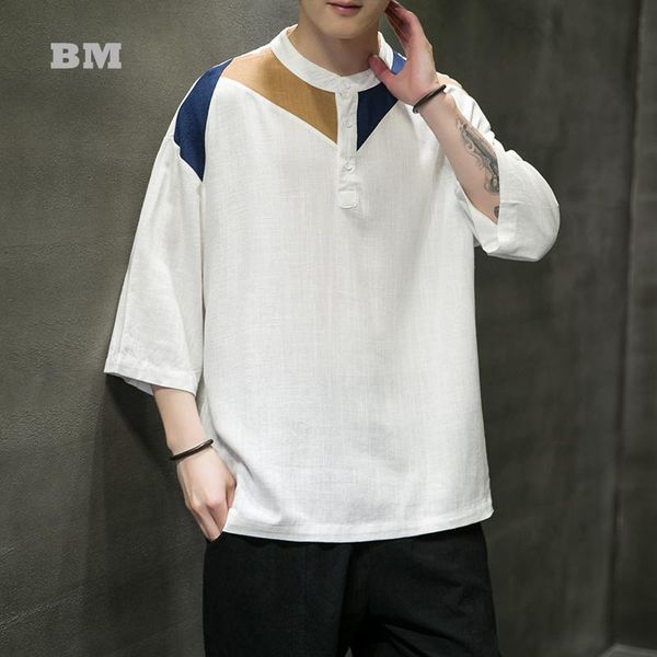 men's t-shirts ummer chinese style cotton linen three quarter sleeve t shirt men clothing loose plus size oversized patchwork short, White;black
men's t-shirts ummer chinese style cotton linen three quarter sleeve t shirt men clothing loose plus size oversized patchwork short, White;black