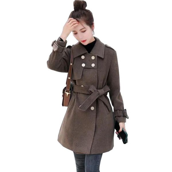 women's wool & blends 2021 autumn winter woolen coat women korean plus size double breasted jacket female fashion long overcoat with be, Black
women's wool & blends 2021 autumn winter woolen coat women korean plus size double breasted jacket female fashion long overcoat with be, Black